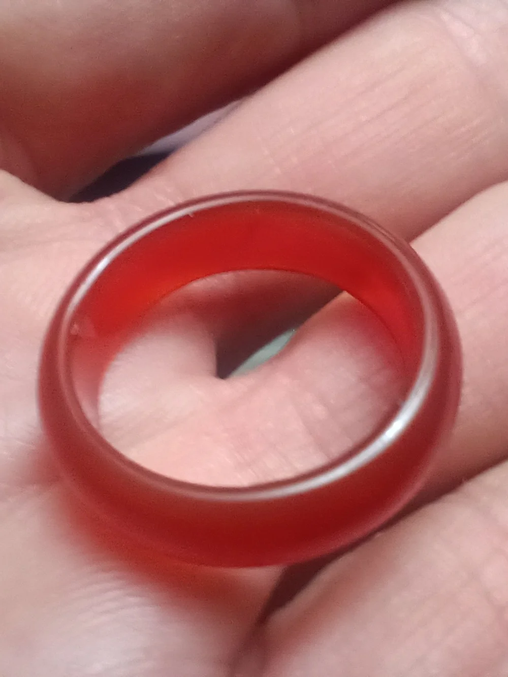 Red Agate-Look Smooth Dome Ring
